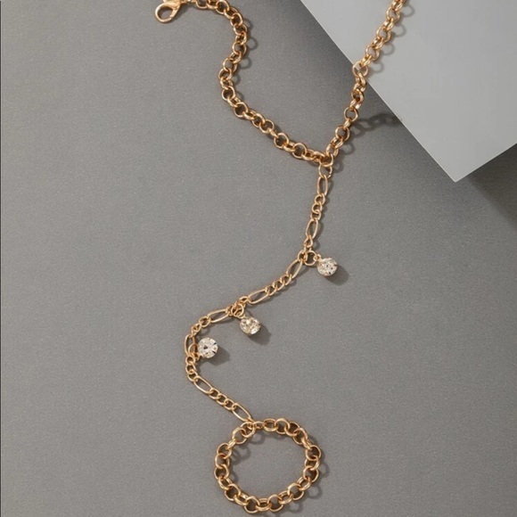 Rhinestone Ring Chain Bracelet - Picture 2 of 4